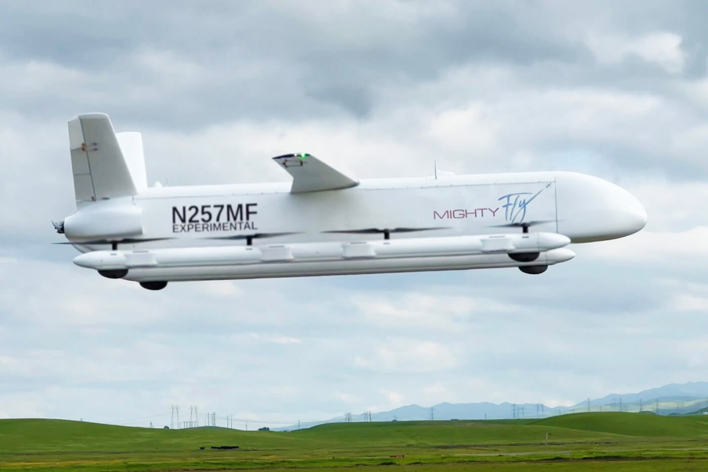 MightyFly 2023 Cento, 2nd Gen eVTOL autonomous air cargo prototype drone MightyFly 2023 Cento, 2nd Gen eVTOL autonomous air cargo prototype drone